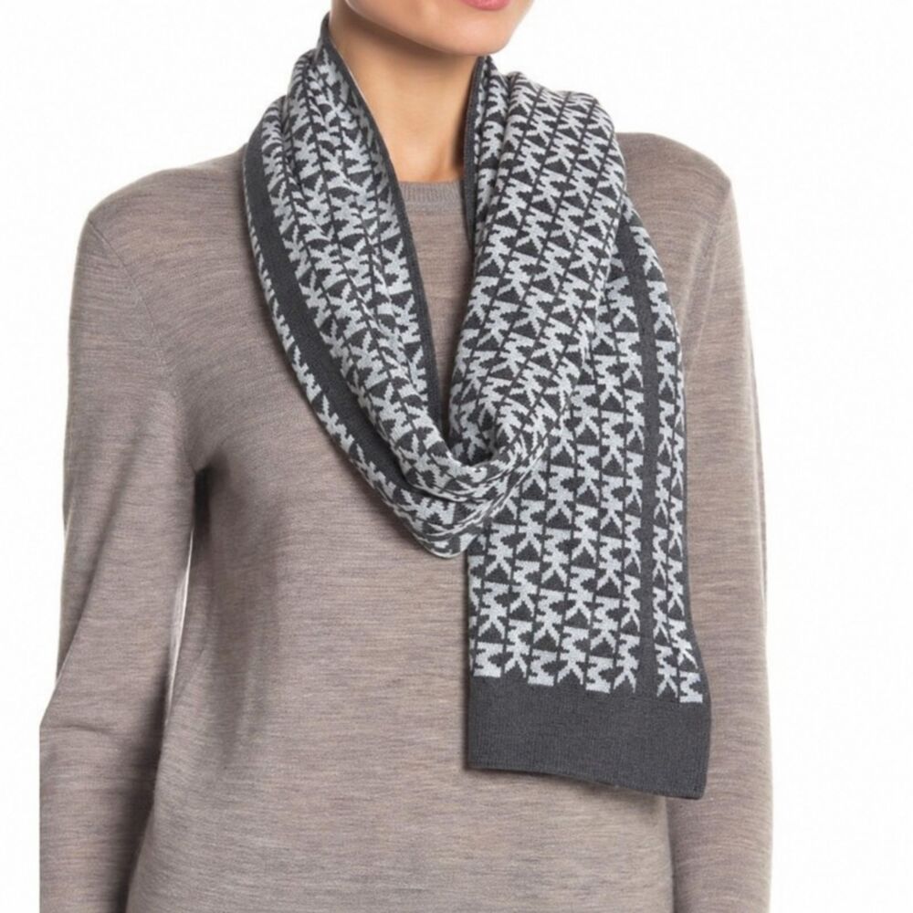 Michael Michael Kors Grey Logo Print Scarf